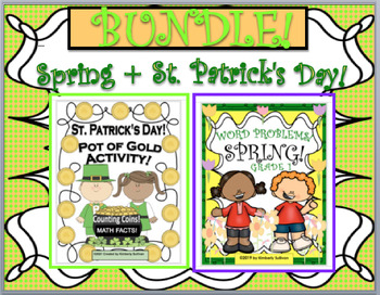 Preview of Bundle Spring + St. Patrick's Day Math Word Problems Facts Google Slides