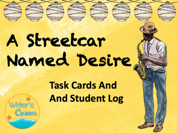Preview of Novel: Street Car Named Desire Coloring Book and Task Cards, Sub, Fun