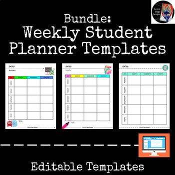 Preview of Bundle: Student Weekly Planners (Editable)- Online Learning, Google Slides