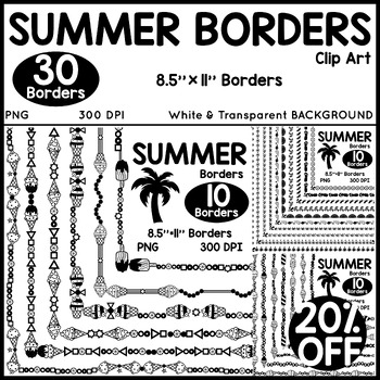 Preview of Bundle: Summer Borders Clip Art Commercial Use