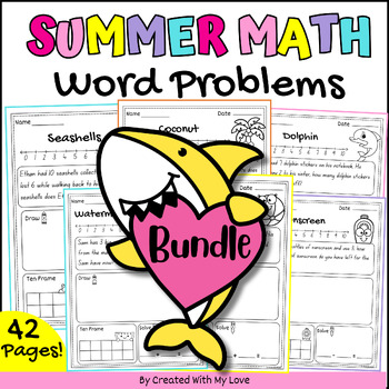 Preview of Bundle Summer Break Word Problems Worksheets, End Of Year Math Reviews