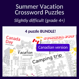 Bundle! Summer vacation crossword puzzles (Canadian audien