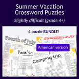 Bundle! Summer vacation crossword puzzles (U.S. audience).