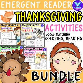 Preview of Bundle THANKSGIVING Emergent Reader Kindergarten ELA NO PREP Activity