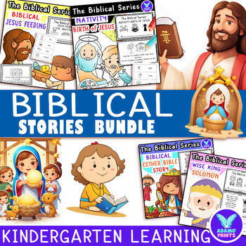 Preview of Bundle THE BIBLICAL SERIES Emergent Reader Kindergarten ELA NO PREP Activity