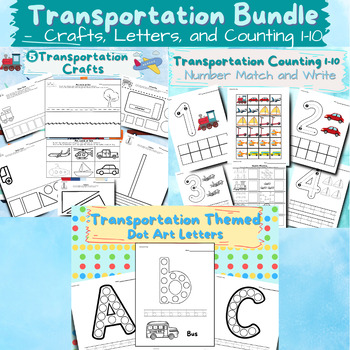 Preview of Bundle: TRANSPORTATION Letters Numbers and Crafts, Vehicle Match Count Trace