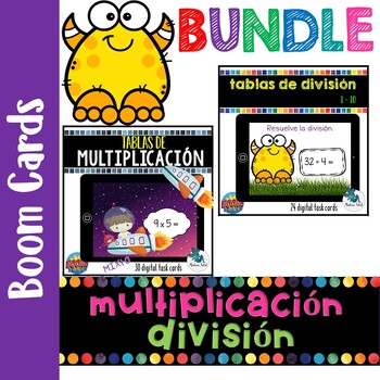 Preview of Bundle Tablas de multiplicación - de división Boom cards distance learning