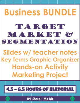 Preview of Bundle Target Market & Segmentation Slides, Terms, Game, Project | 4Ps Marketing