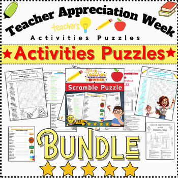 Preview of Bundle Teacher Appreciation Week Activities: Word Scramble/Word Search/Crossword