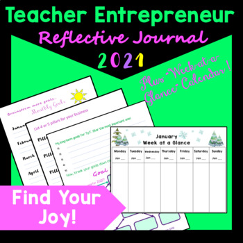 Preview of Bundle Teacher Entrepreneur Journal and Week At A Glance Calendar