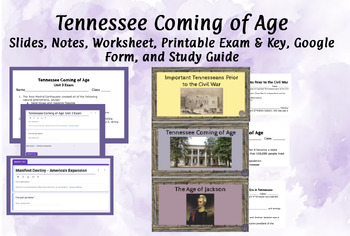 Preview of Bundle: Tennessee Coming of Age- Slides, Notes, Foldable, Study Guide, Exam