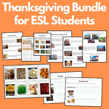 Preview of Bundle: Thanksgiving Materials for Youth and Adult ESL/EFL Students