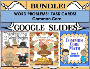 Preview of Bundle Thanksgiving Word Problems Grammar Common Core Math Google Sides