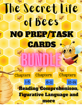 Preview of Bundle:  The Secret Life of Bees Challenging Reading Task Cards Ch 1-14 NO PREP