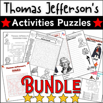 Preview of Bundle Thomas Jefferson's Activities: Word Scramble/Word Search/Crossword