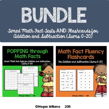 Preview of Timed Math Fact Fluency Tests and Flashcards for Addition & Subtraction Bundle