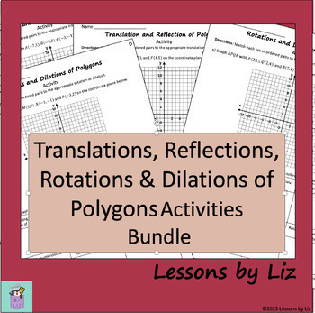 Preview of BUNDLE - Translations, Reflections, Rotations & Dilations of Polygons Activities