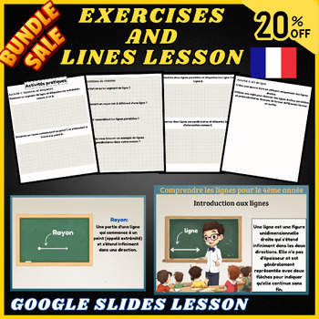 Preview of Bundle Types of Lines Lines Exercises- Google Slides Lesson- Worksheet In French