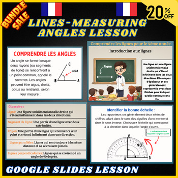 Preview of Bundle Types of Lines,Measuring Angles,Protractor,Google Slides Lesson In French