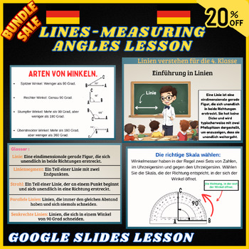 Preview of Bundle Types of Lines,Measuring Angles,Protractor,Google Slides Lesson In German