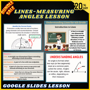Preview of Bundle Types of Lines, Measuring Angles with a Protractor, Google Slides Lesson