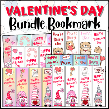 Preview of Bundle Valentine’s Bookmarks, Valentine Gifts Idea, Valentine Morning Activity