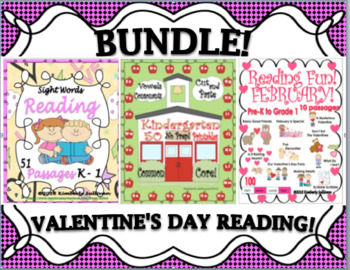 Preview of Bundle Valentine's Day Reading Comprehension Sight Words Google Slides