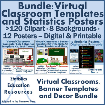 Preview of Bundle: Virtual Classroom Templates and Statistics Posters