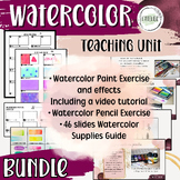 Bundle: Watercolor Paint Teaching Unit, Art Exercises and lessons