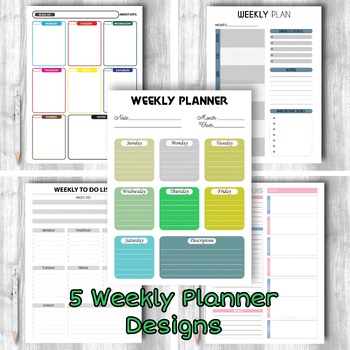 Preview of Bundle Weekly Planner Template Calendar For Student & Teacher Planner