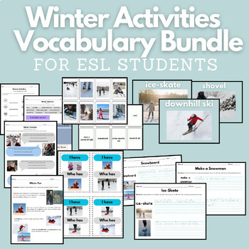 Preview of Bundle: Winter Activities Vocabulary for Youth/Adult ESL Students (Winter Verbs)