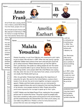 Preview of Bundle - Women's History Month - 22 Reading Passages with Activity Pages