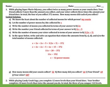 Preview of Bundle - Word Problems for Writing & Solving Multi-Step Equations I & II