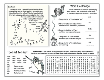 Bundle: Wordplay Two Page Activity Set and Crossword Puzzle by Reading