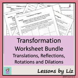 BUNDLE - Worksheets of Translations, Reflections, Rotation