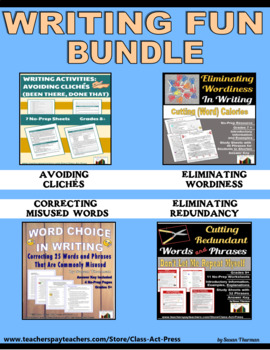 Preview of Bundle: Writing | Clichés, Wordiness, Redundancy, Word Choice | Worksheets