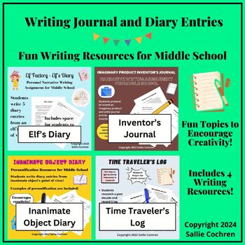Preview of Bundle: Writing Journal & Diary Entries - Fun Writing Resources (Middle School)