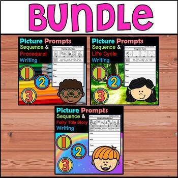 Preview of Bundle - Writing Picture Prompts - Procedure, Life Cycles, Fairy Tales (3 Sets)