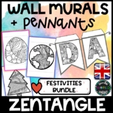 BUNDLE Zentangle Big wall murals cooperative + banner pennants Festivities pack