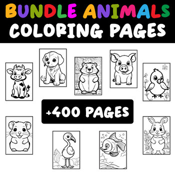Preview of Bundle animals cartoon coloring pages
