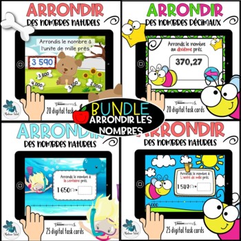 Preview of Bundle arrondir les nombres Boom Cards French distance learning