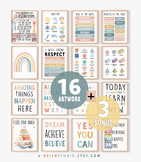 Bundle classroom poster, boho classroom decor, Pastel clas