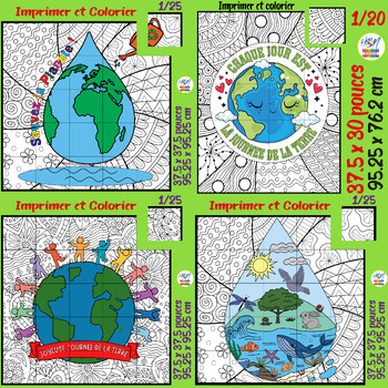 Preview of Bundle d'Affiches Collaboratives à Colorier : Célébrations du Jour de la Terre