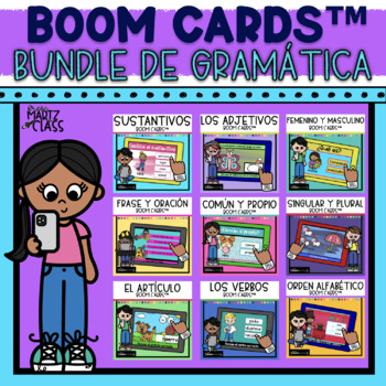 Preview of Bundle de Gramática Boom Cards™ Grammar in Spanish