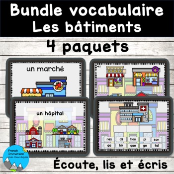 Preview of Bundle de vocabulaire les bâtiments French vocabulary building community digital