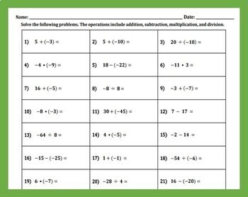 Preview of Bundle - All Operations on Integers Cross-Number Puzzle & Practice Worksheet