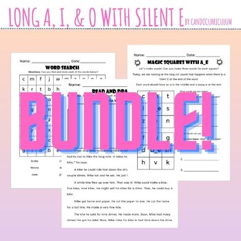 Preview of Bundle for Long A, Long I, Long O, Bossy E: Magic Squares, Decodables, & More