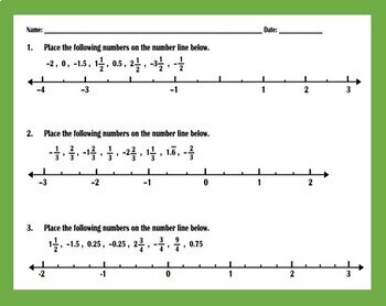 Preview of Bundle for Ordering Fractions & Decimals on Number Line - Worksheets I and II
