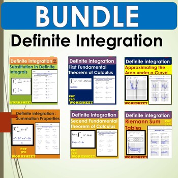 Preview of Bundle  for all of the Definite Integration for Calculus Worksheets