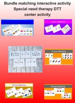 Preview of Bundle matching interactive activity Special need therapy DTT busy work activity